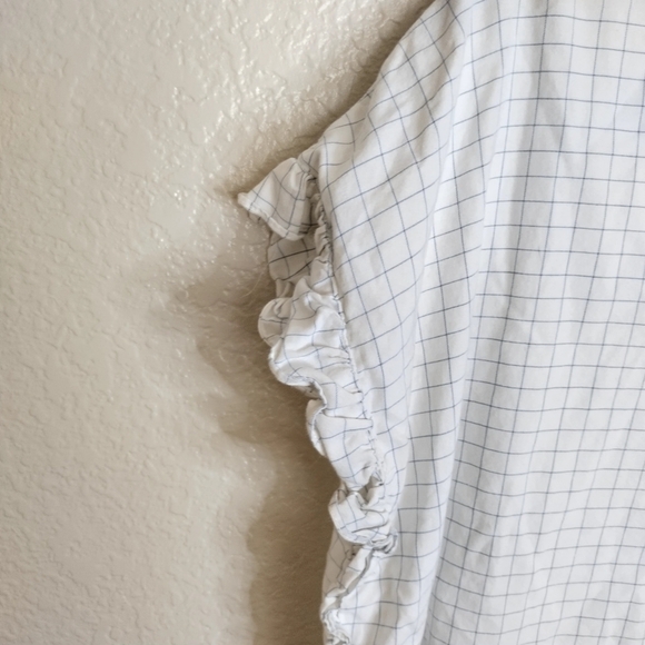 Madewell Windowpane Ruffle-Side button down Shirt sz S - Picture 5 of 7